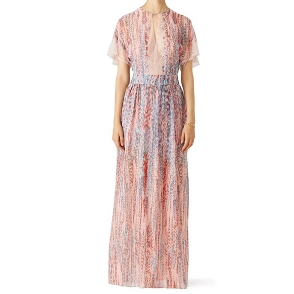 BCBGMAXAZRIA Christelle Printed Bell Sleeve Gown Silk Maxi 0 - Picture 8 of 15